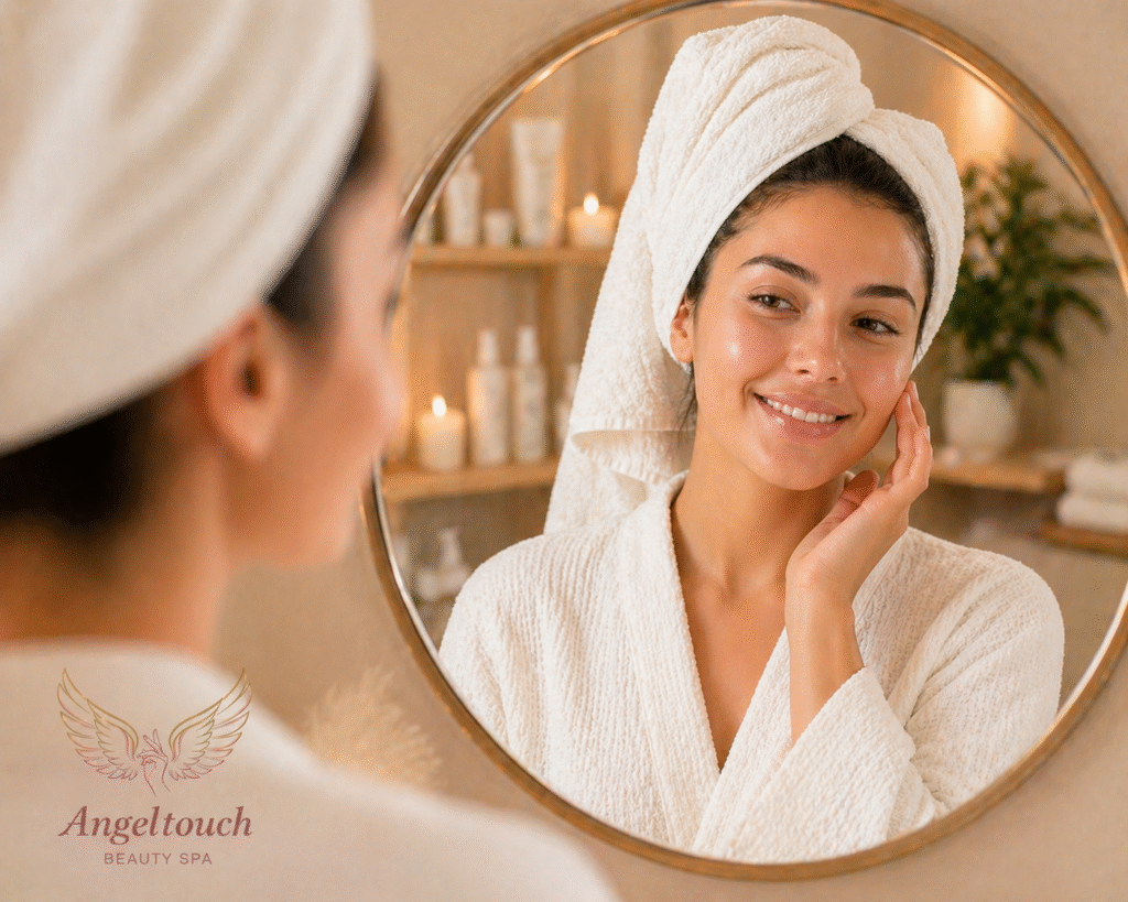 Glowing skin after facial treatments old hill cradley heath Angel touch beauty spa west midlands